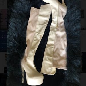 Leather high heel boots